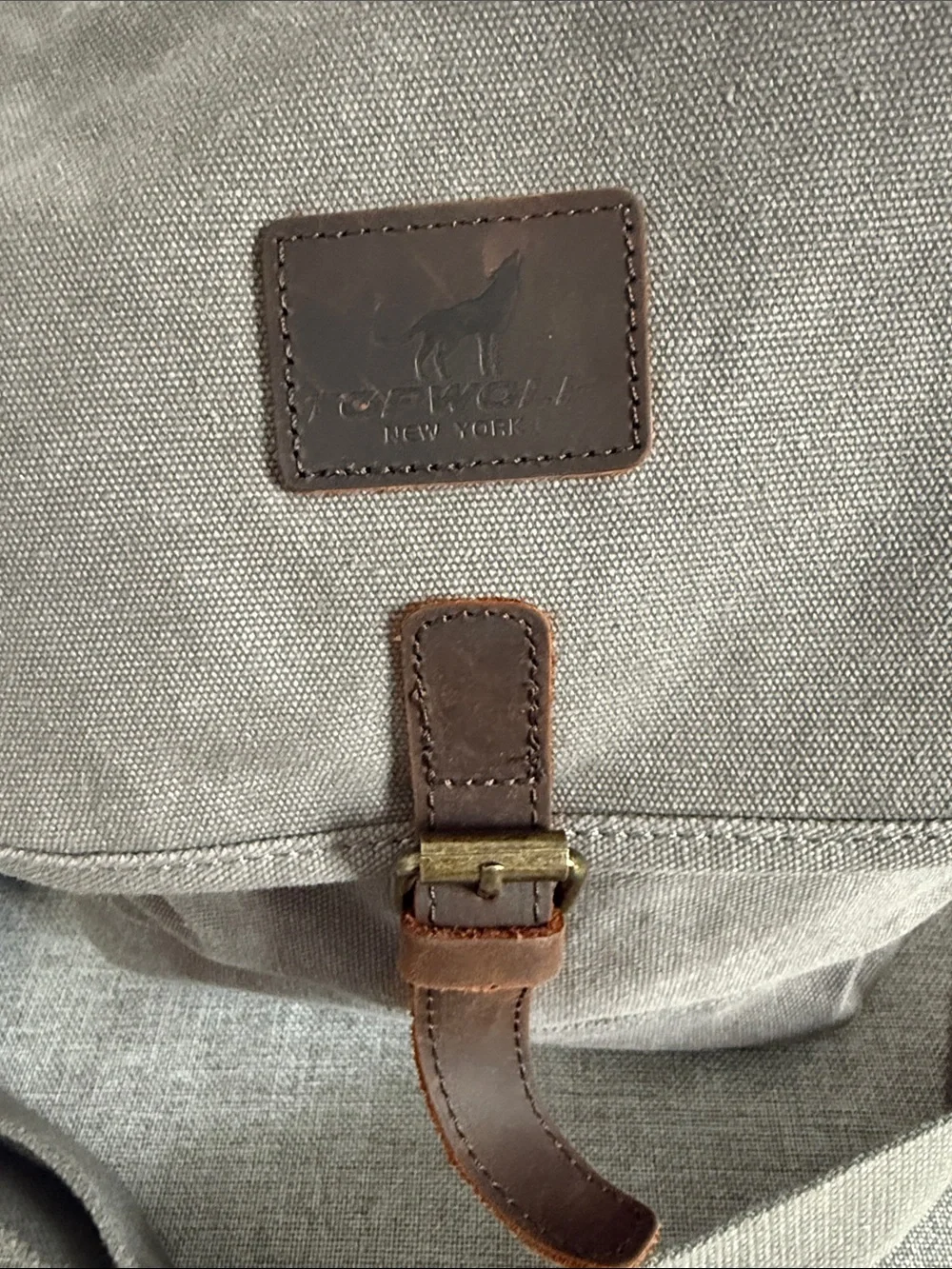 Casual Gray Canvas Messenger Bag with Leather Trim